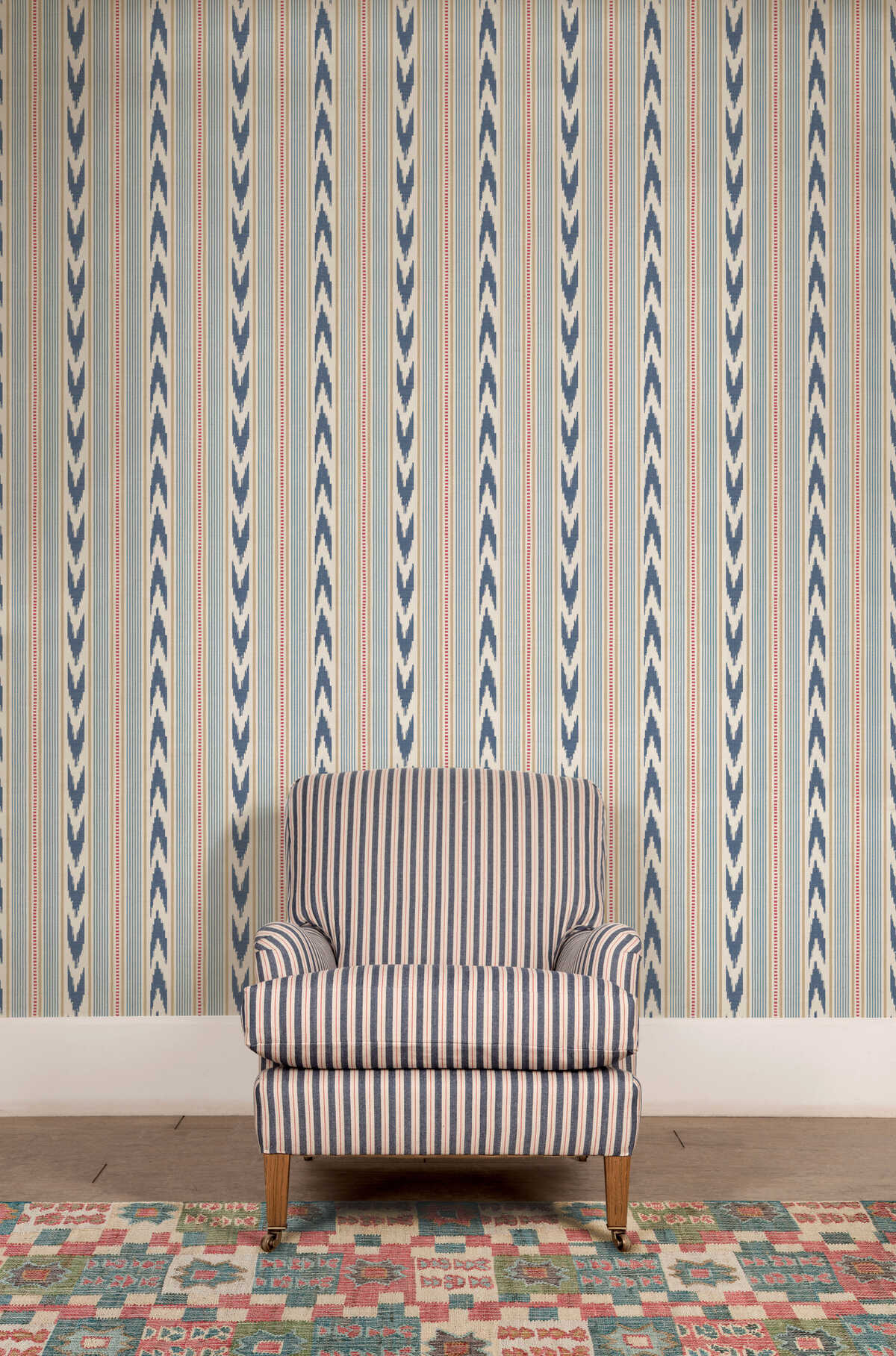 Newport Stripe - Blue/Red - MULBERRY Wallpaper