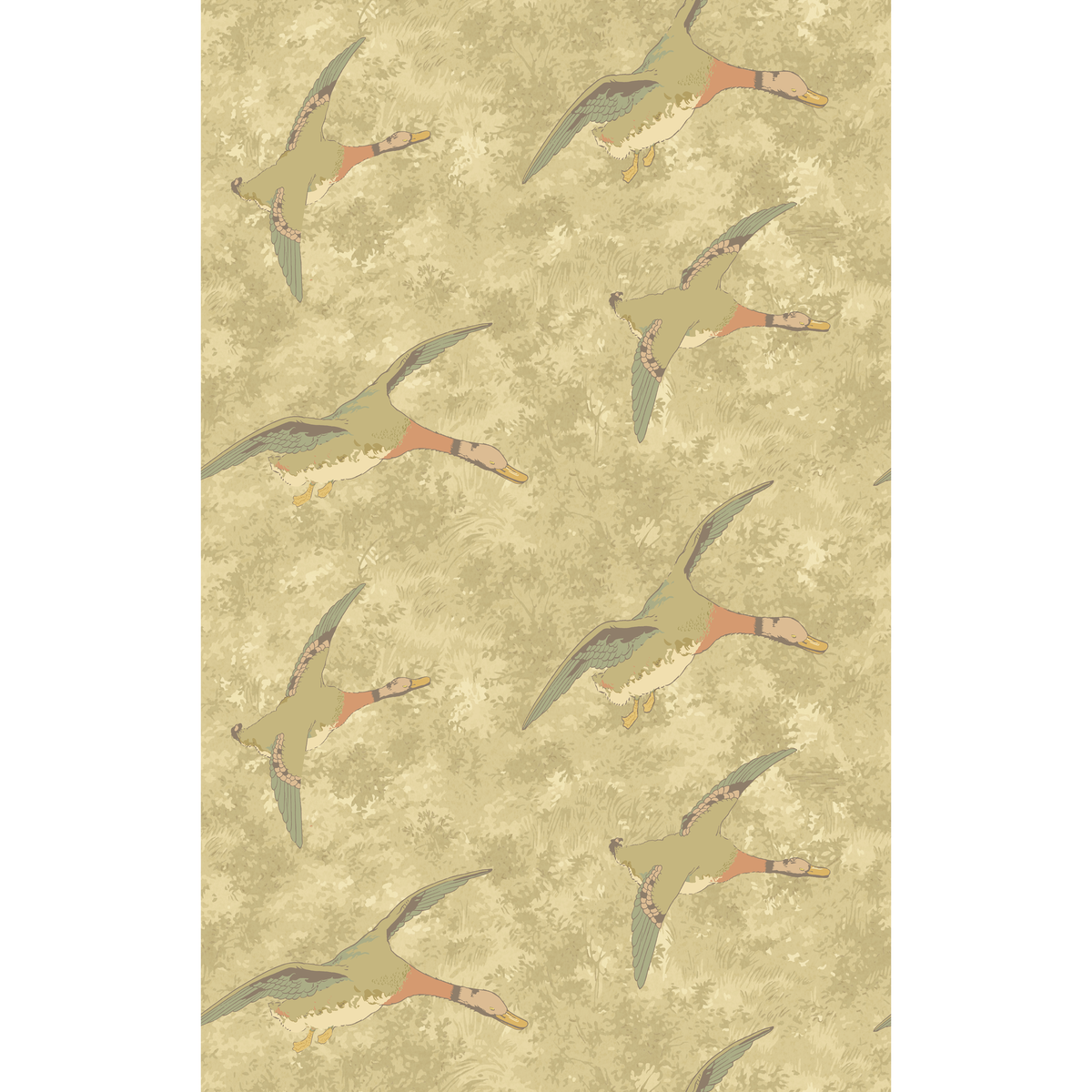 Forest Ducks - Parchment - Mulberry Wallpaper