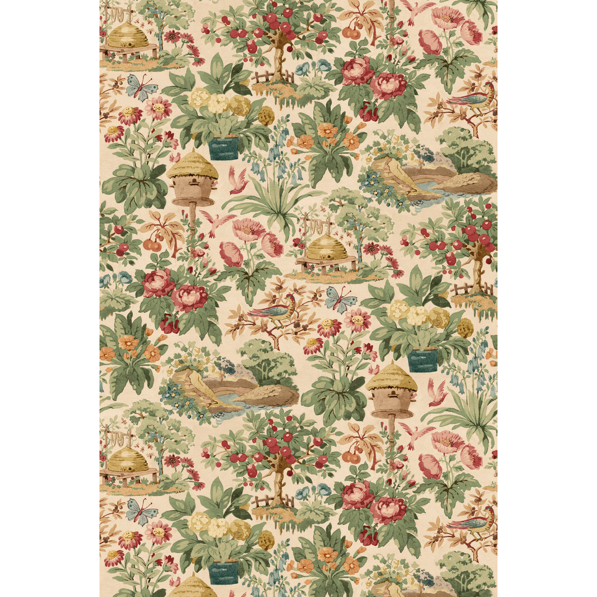 Mulberry Garden - Red/Green - FG132.V90.0 - Mulberry Wallpaper - Mulberry Wallpaper