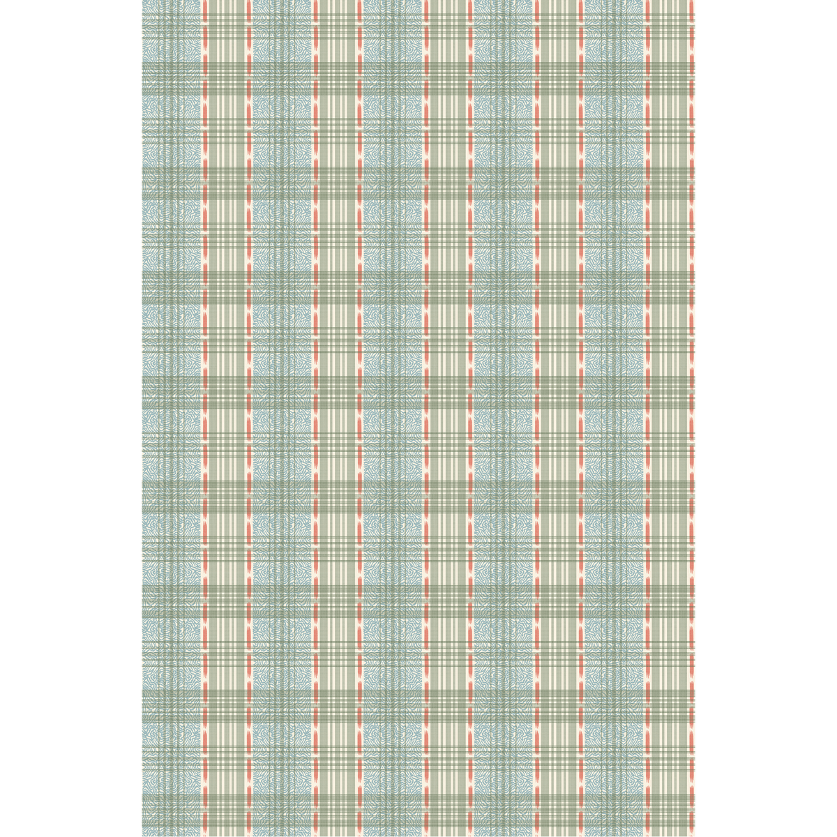 George & Minnie Squiggle Check - Forest/Aqua - George & Minnie Fabric