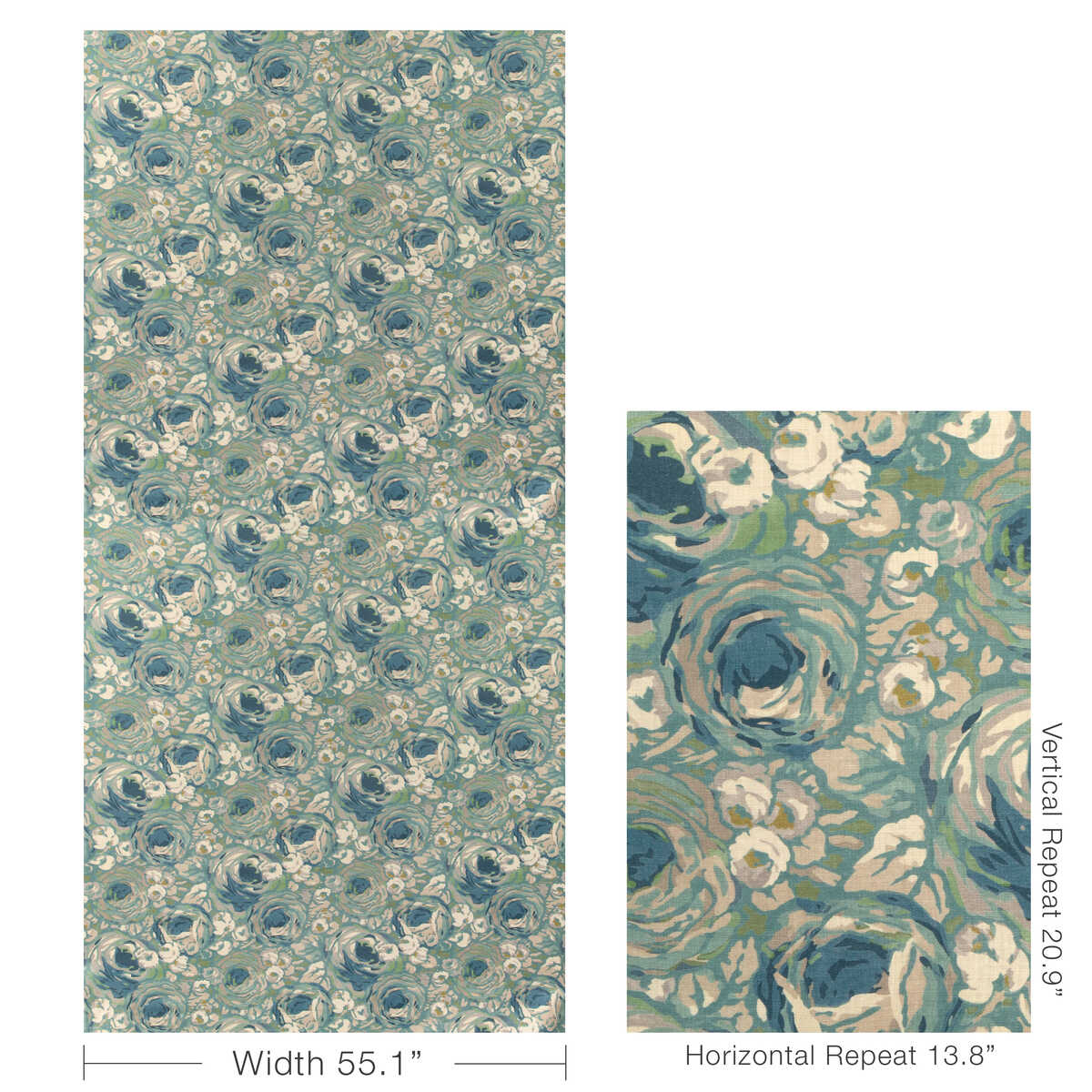 Orchard Print - Aqua/Stone - LEE JOFA MODERN Fabric