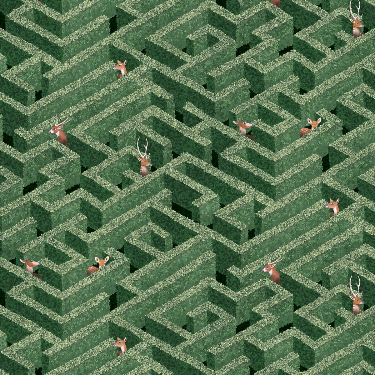 Labyrinth With Deer - 01 - KRAVET COUTURE Wallpaper