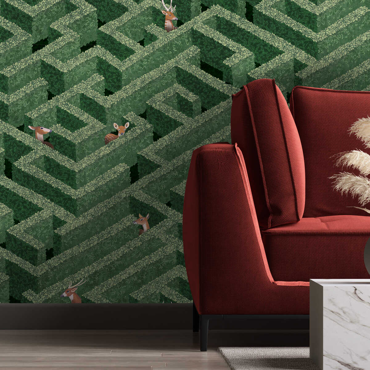 Labyrinth With Deer - 01 - KRAVET COUTURE Wallpaper