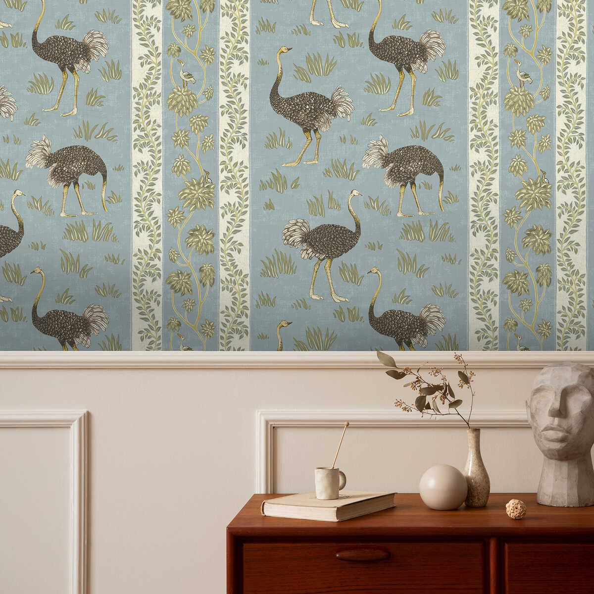 Ostrich Stripe - 01 - KRAVET COUTURE Papel pintado