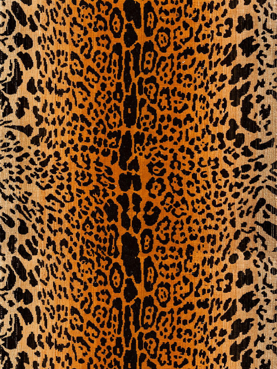 Leopard | Silk | Handwoven - Black On Gold - Scalamandre Fabric