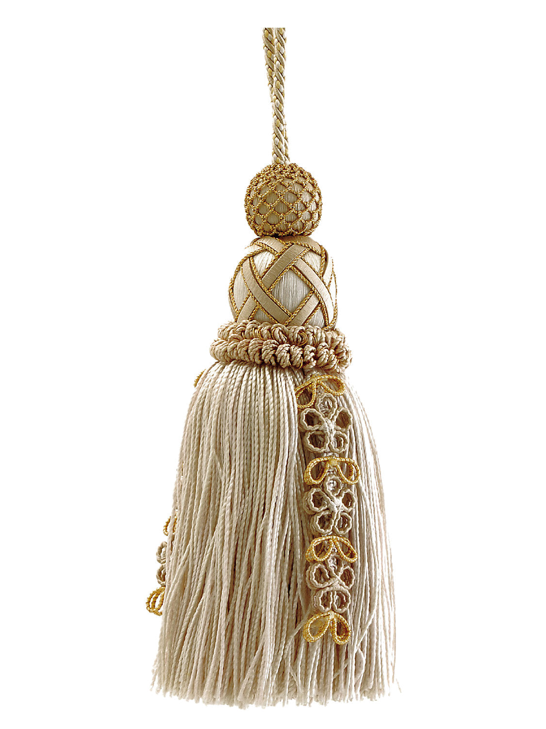 Siecle Key Tassel - Gilded Alabaster - Scalamandre Trim
