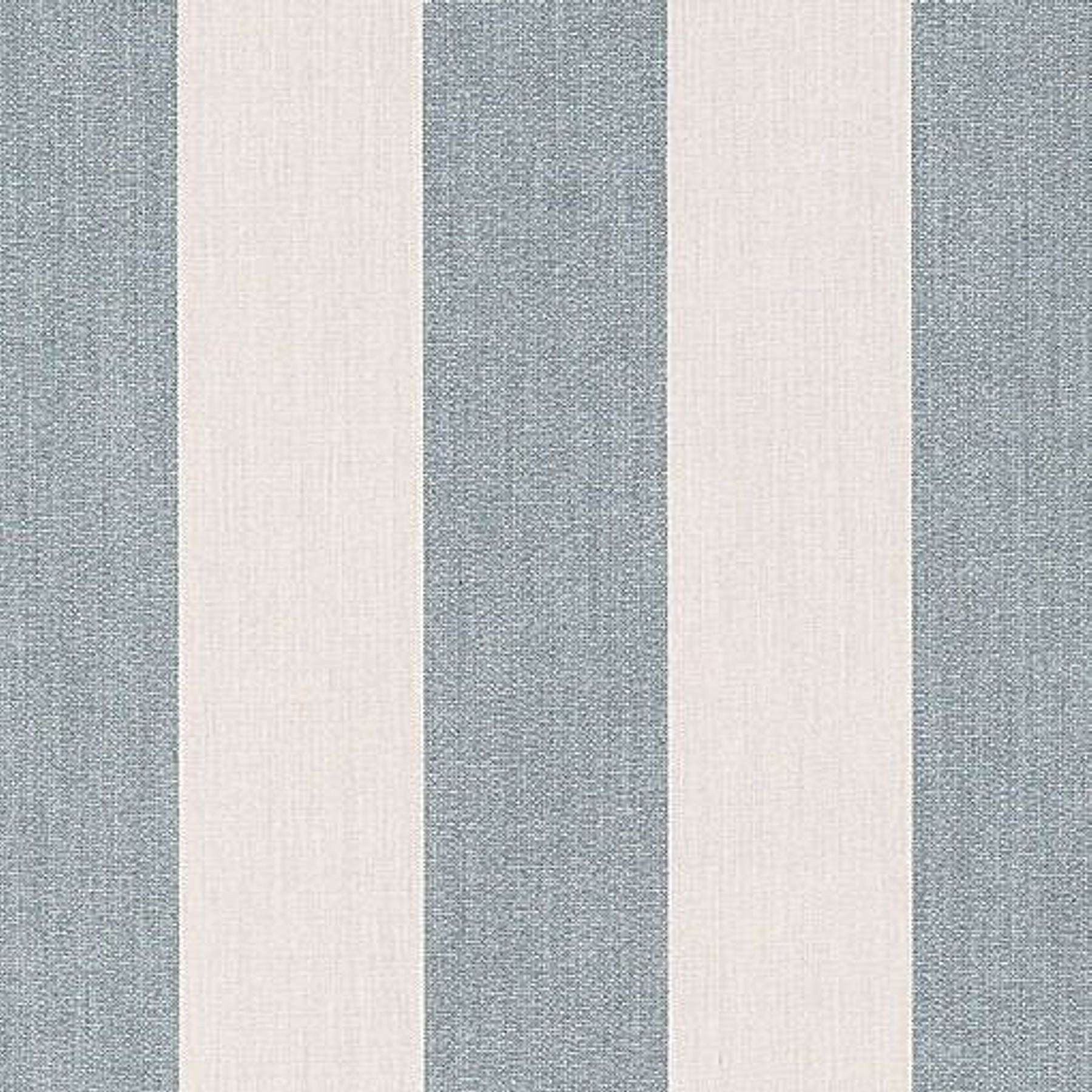 Color: Blue, Material: 100% Subrella Acrylic, Mildew Resistant: Yes, Recommended Use: Indoor Outdoor Upholstery Cushion Pillow Drapery, Warranty: 5 Year, Water Repellent: Yes, Width: 54", Type: Stripes, Selvedge: Left-Right, Repeat: 0Vx6.38H
