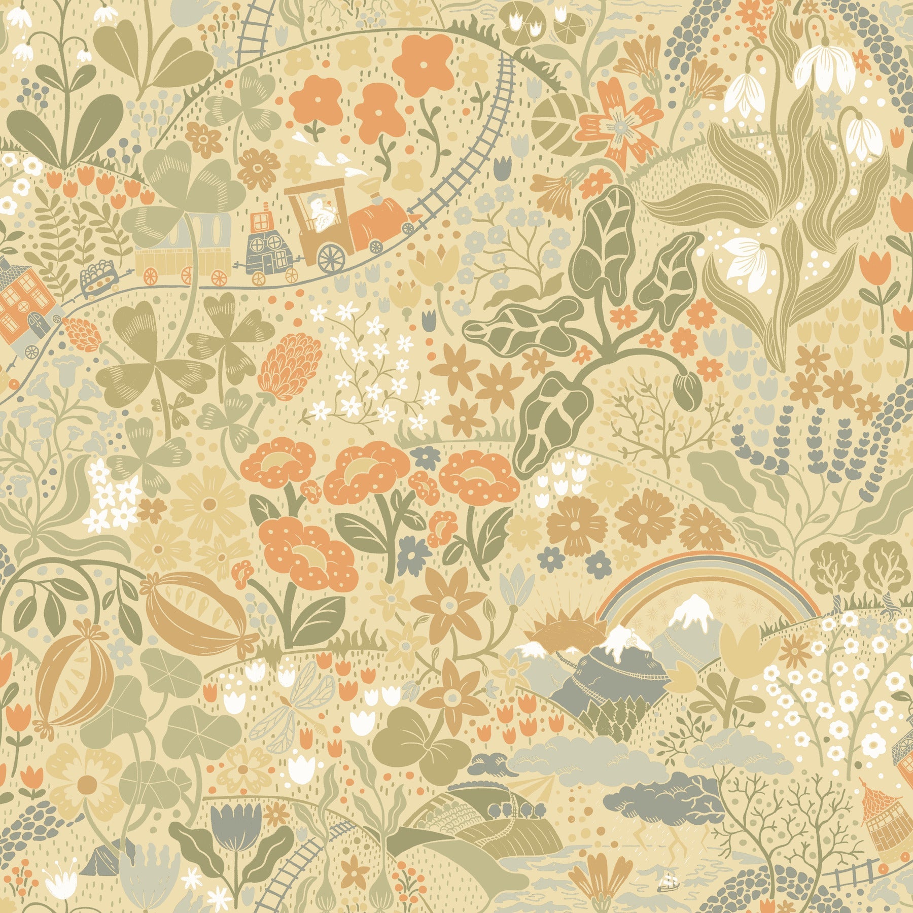 Tåget Wallpaper - Yellow - York Wallcoverings - MB29030