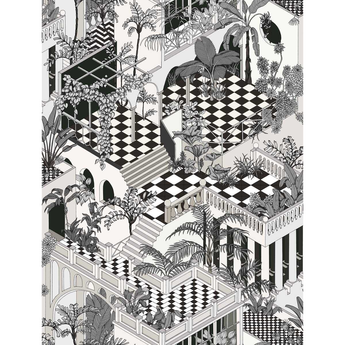 Miami Cotton Print - Blk Wht - COLE & SON Tela
