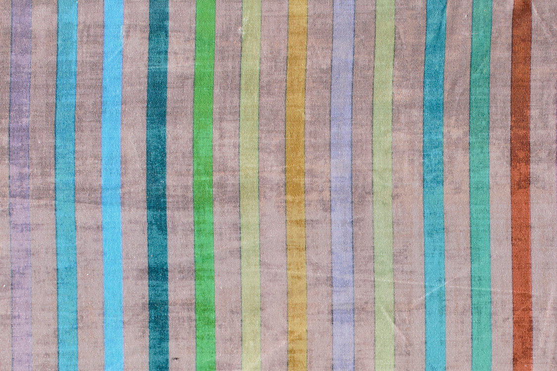 Grand Stripe Printed Velvet - Pewter Jewel