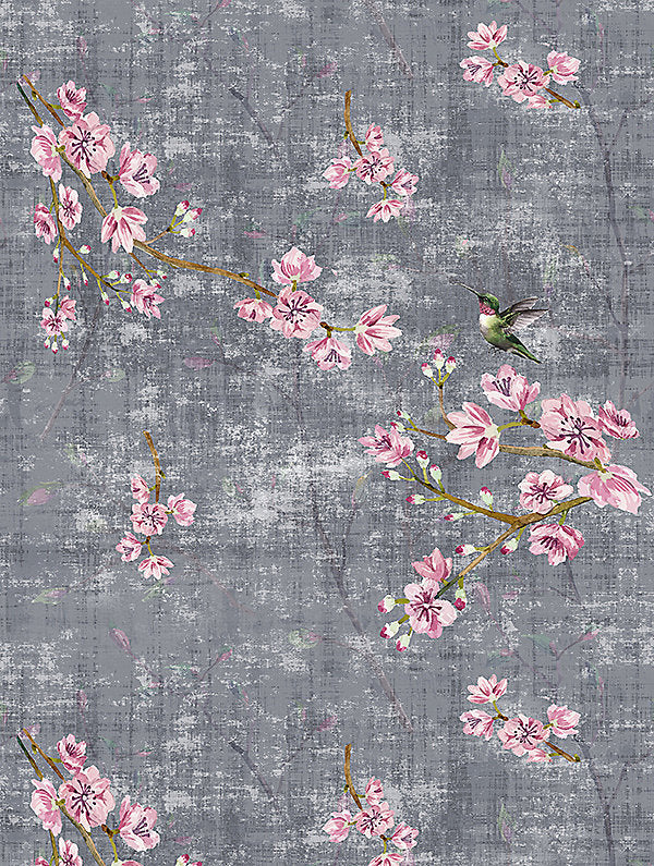 Blossom Fantasia | Sheer - Charcoal - Scalamandre Fabric