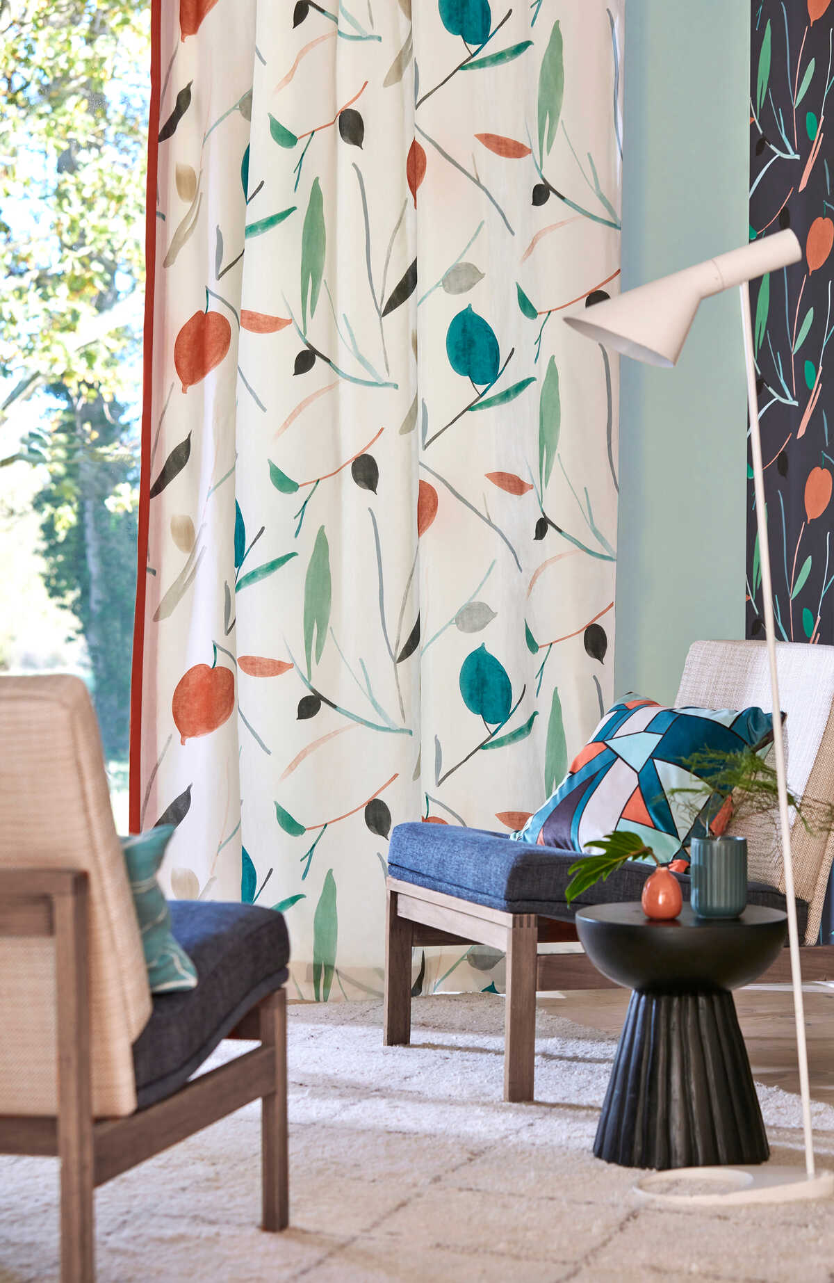 Oxalis - Pimento/Marine - SCION Fabric