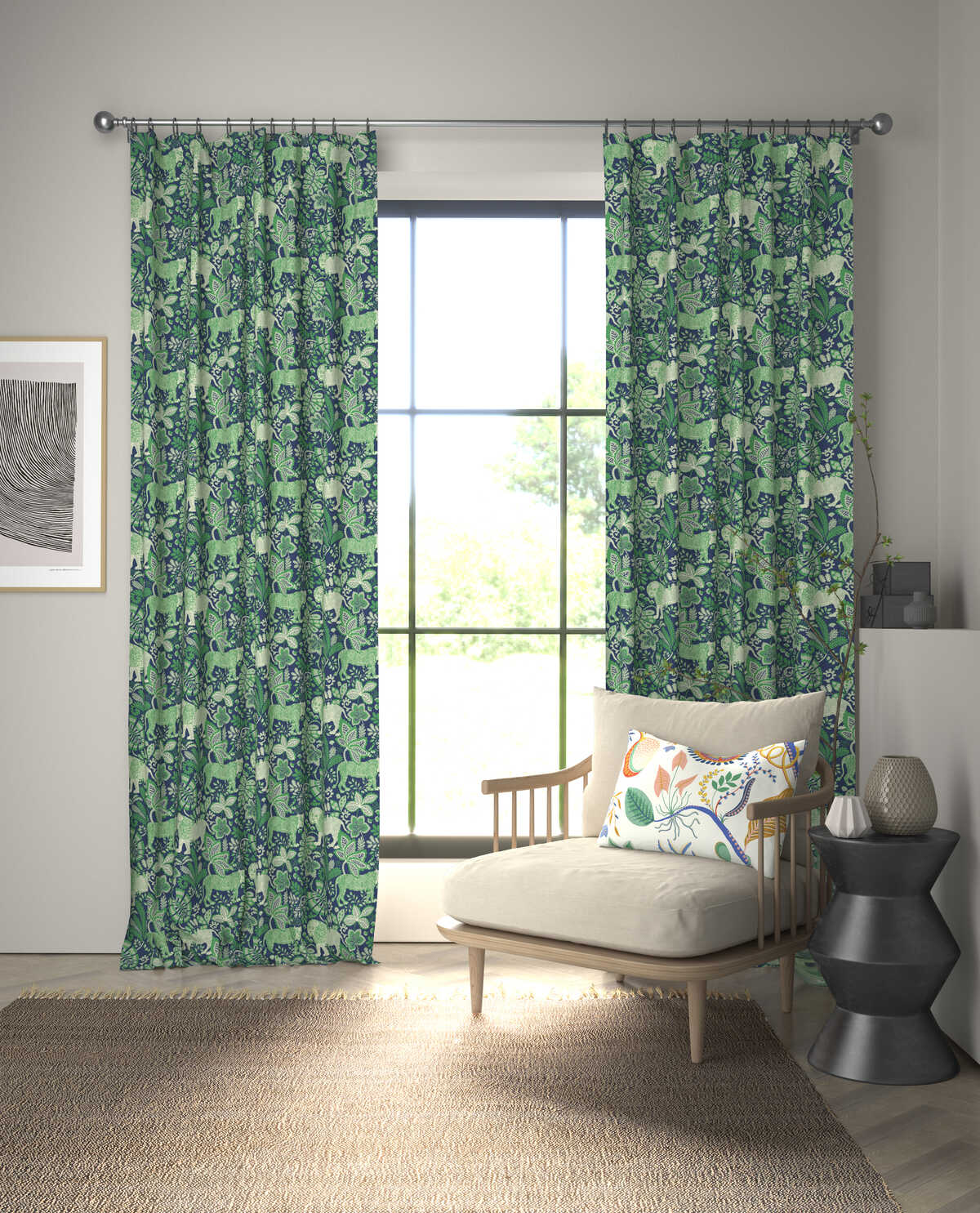 Rumble In The Jungle - Midnight/Mint - SCION Fabric