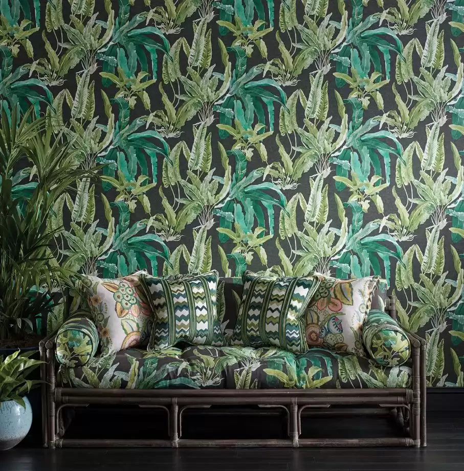Ashdown Benmore Emerald/Green/Ebony - Nina Campbell - NCW4393-01 Wallcovering