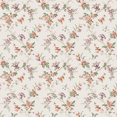 NC Bourton Boscobel Coral/Green - Nina Campbell - NCF4602-02 Fabric - Nina Campbell Fabric
