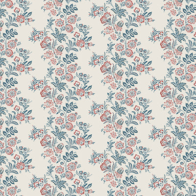 NC Bourton Bibury Indigo/Red - Nina Campbell - NCF4604-01 Fabric - Nina Campbell Fabric