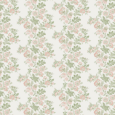 NC Bourton Bibury Blush/Green - Nina Campbell - NCF4604-04 Fabric - Nina Campbell Fabric