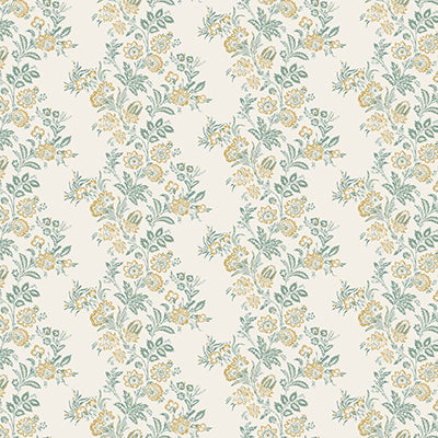 NC Bourton Bibury Teal/Ochre - Nina Campbell - NCF4604-05 Fabric - Nina Campbell Fabric