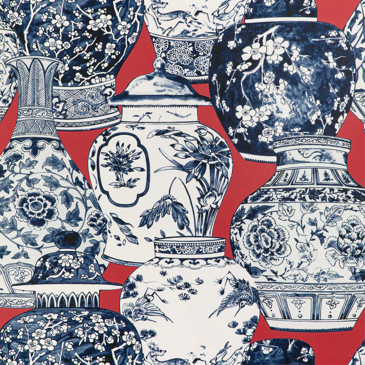Pandan Paper - Chili/Blue - LEE JOFA Wallpaper