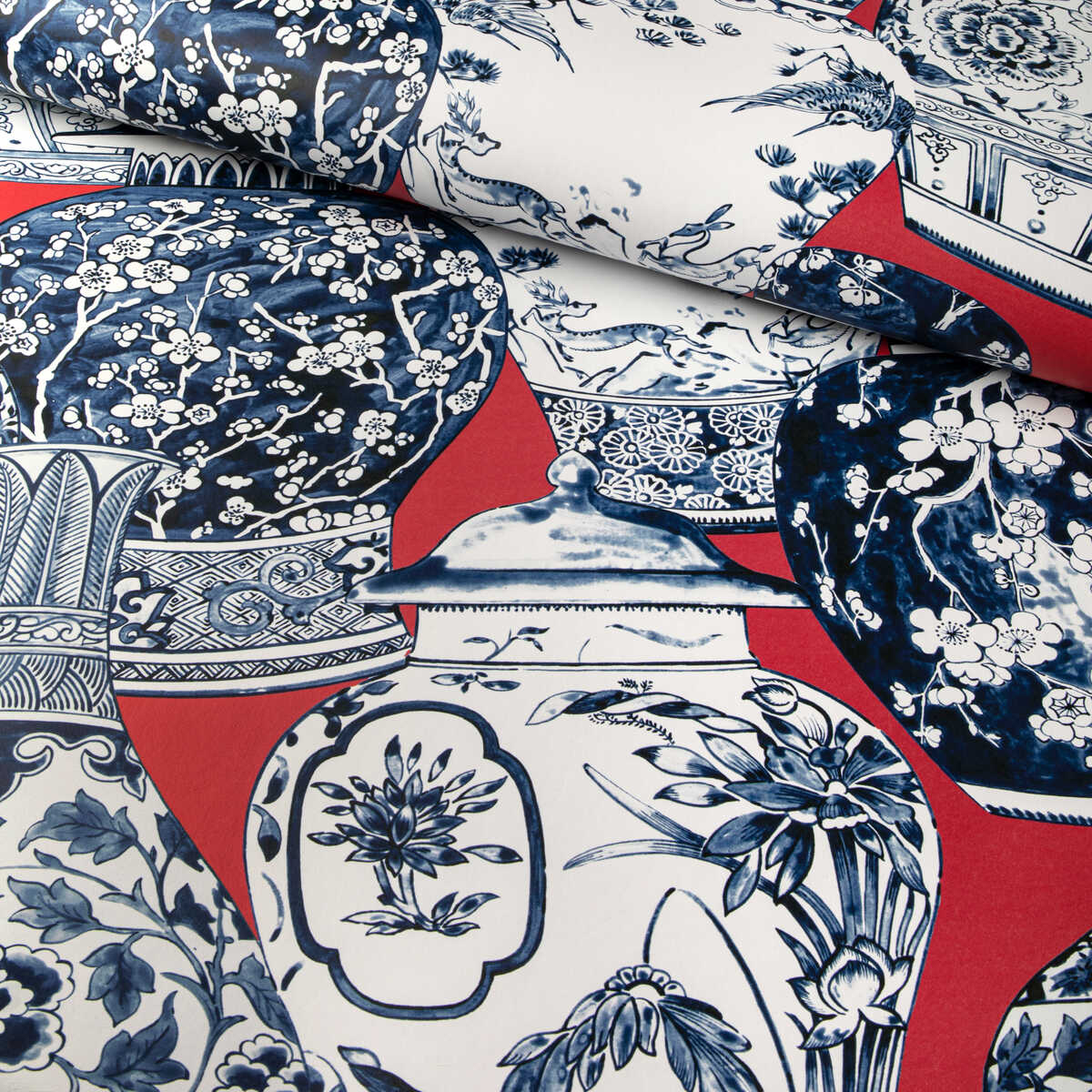 Pandan Paper - Chili/Blue - LEE JOFA Wallpaper