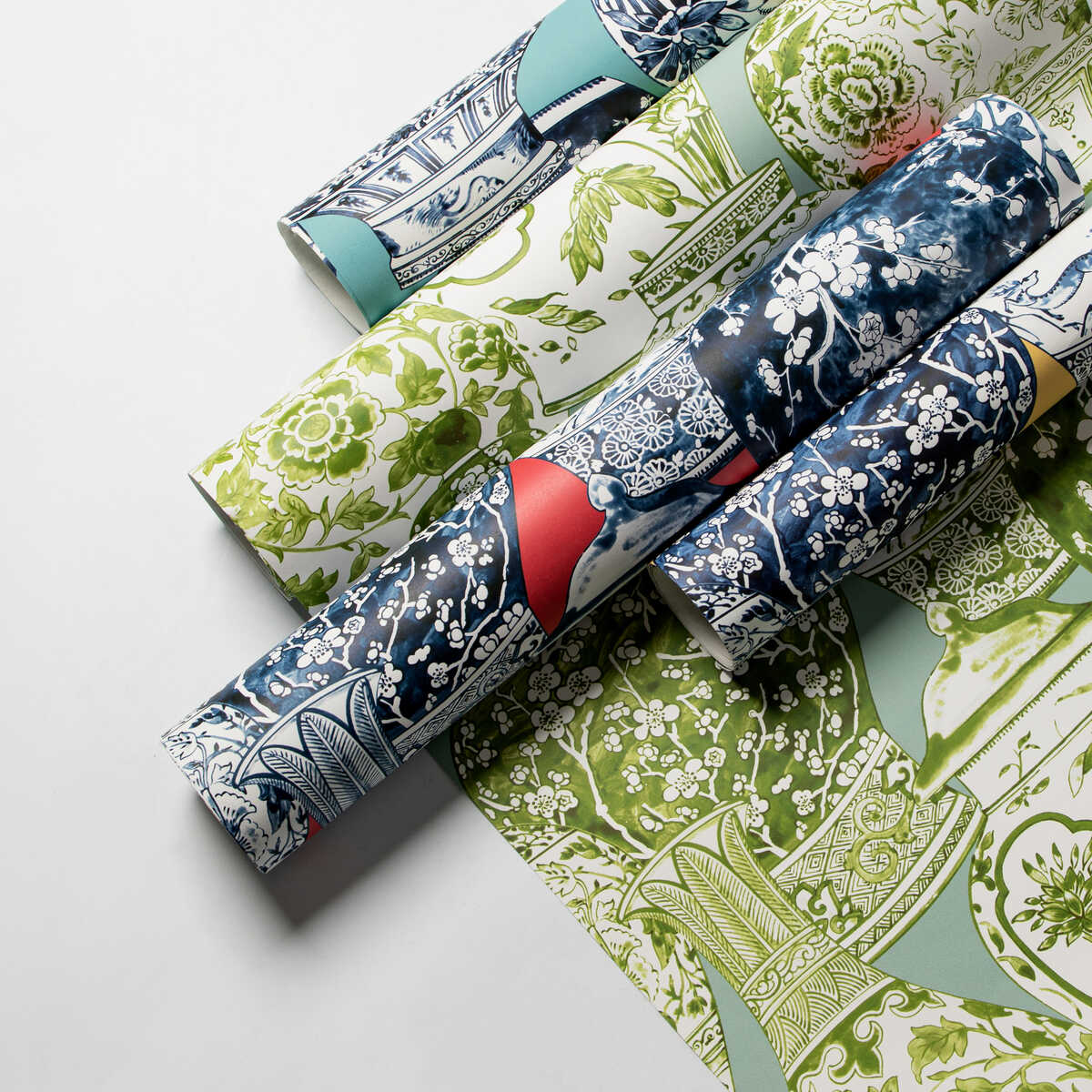 Pandan Paper - Chili/Blue - LEE JOFA Wallpaper