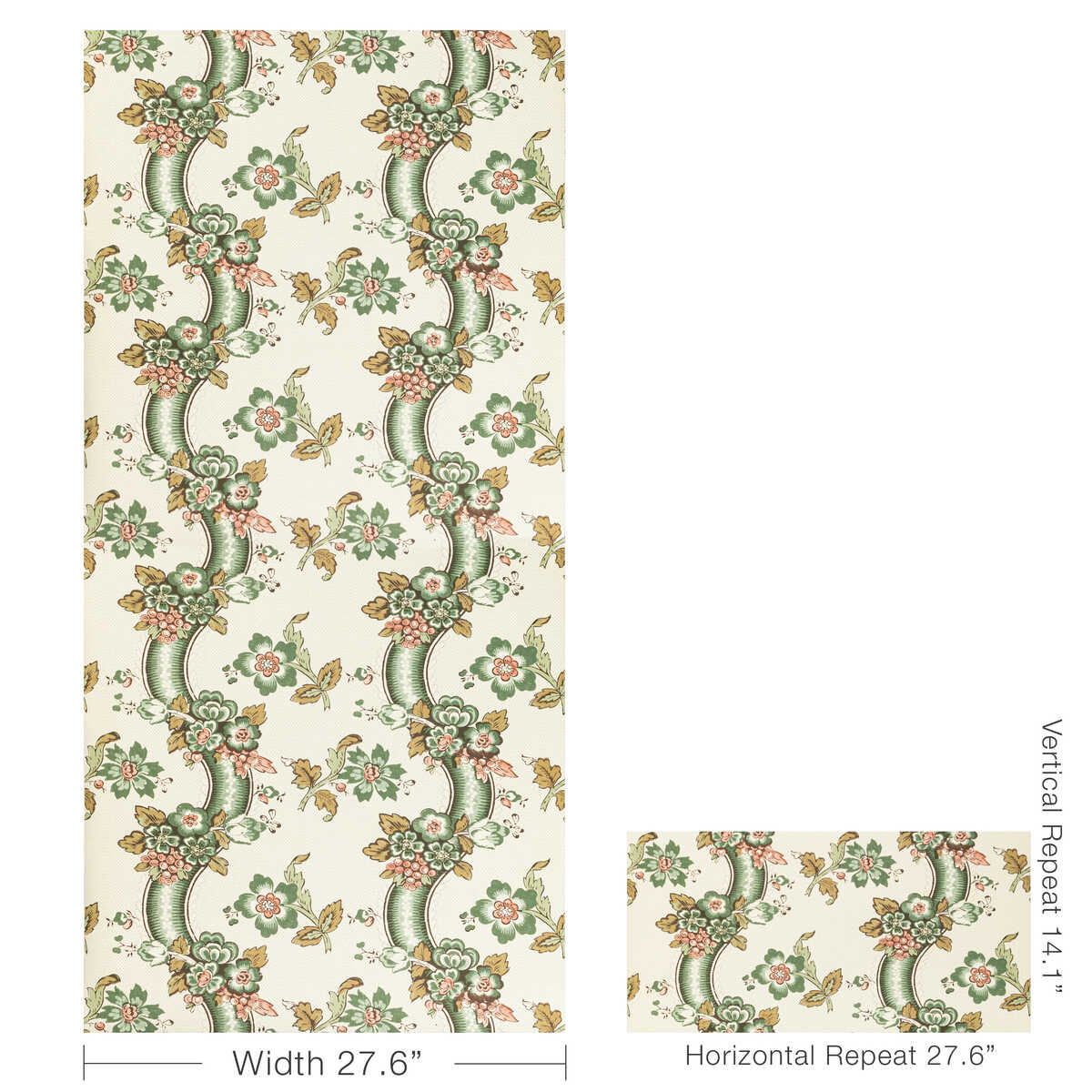 Benday Paper - Green/Rose - LEE JOFA Wallpaper