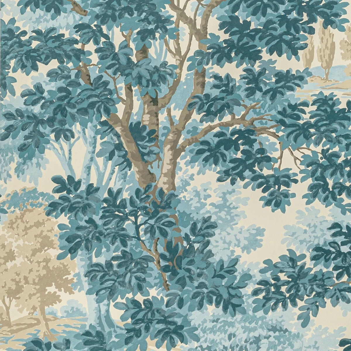 Woodland Paper - Aqua - Lee Jofa Wallpaper
