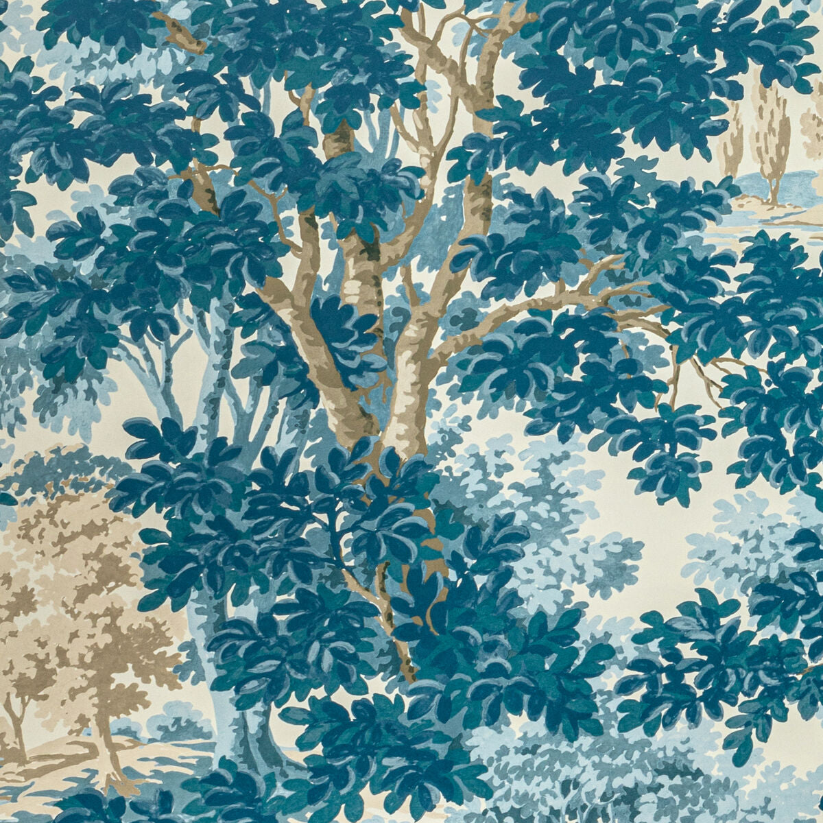 Woodland Paper - Blue - Lee Jofa Wallpaper