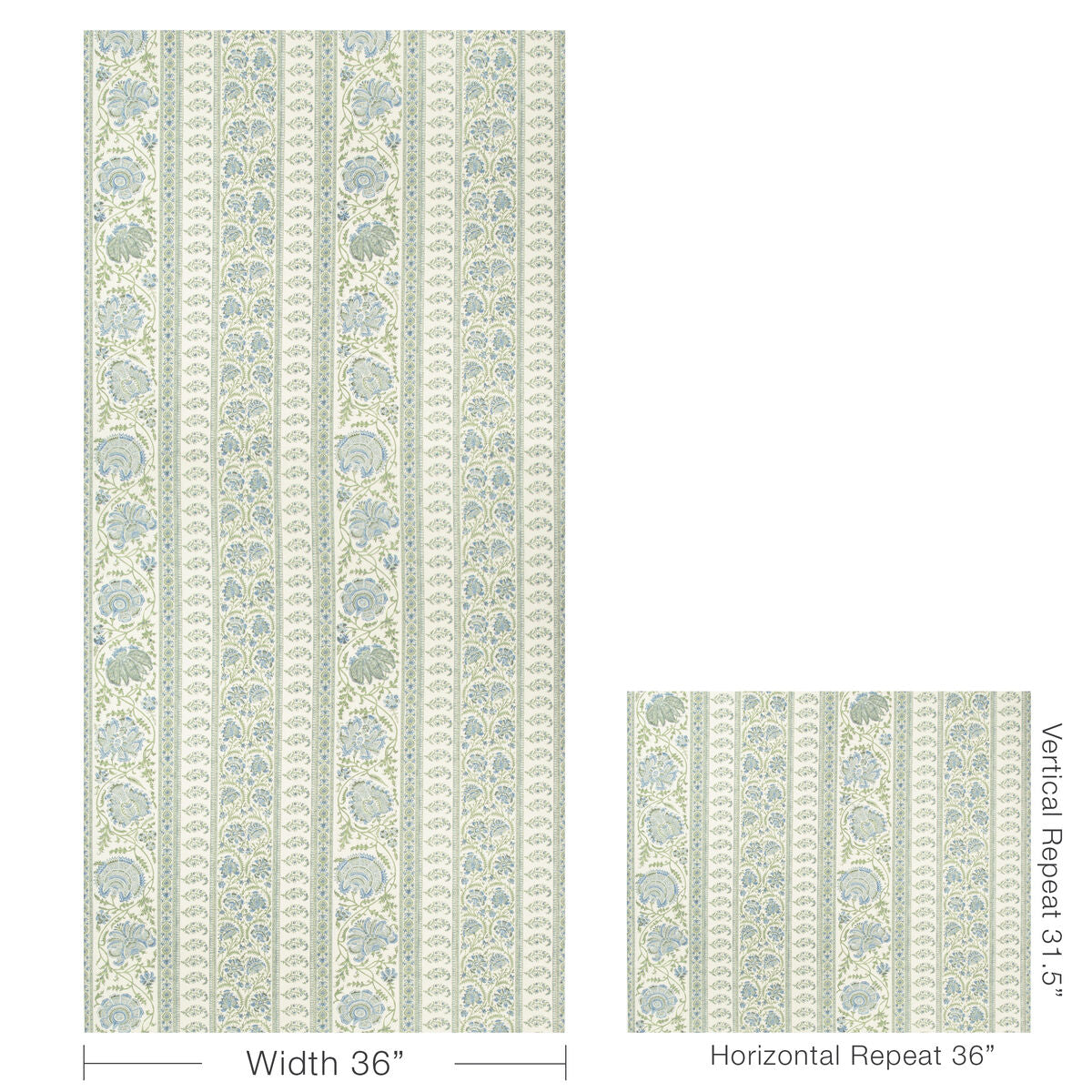 Indiennes Stripe Wp - Sea - Lee Jofa Papel pintado