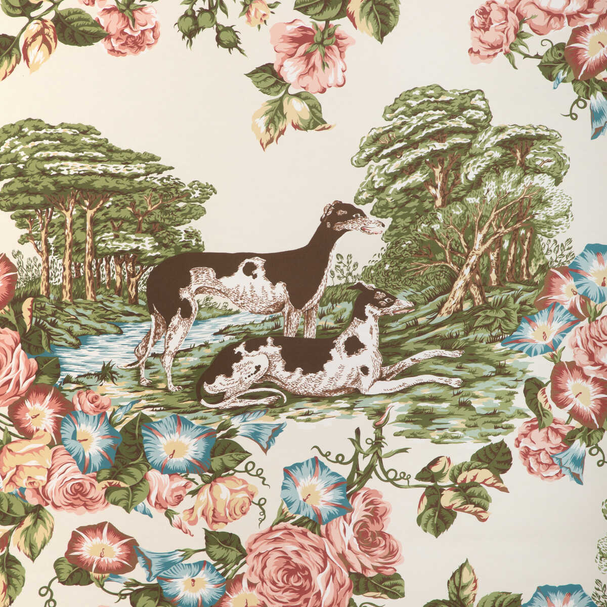 Whippets Paper - Ivory - LEE JOFA Wallpaper