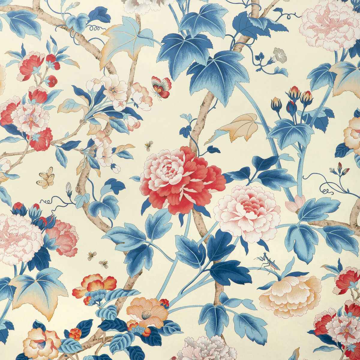 Gardenia-Paper-Blue-Red-Lee-Jofa-Wallpaper