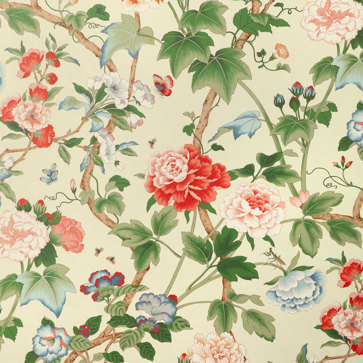 Gardenia Paper - Red/Green - LEE JOFA Wallpaper