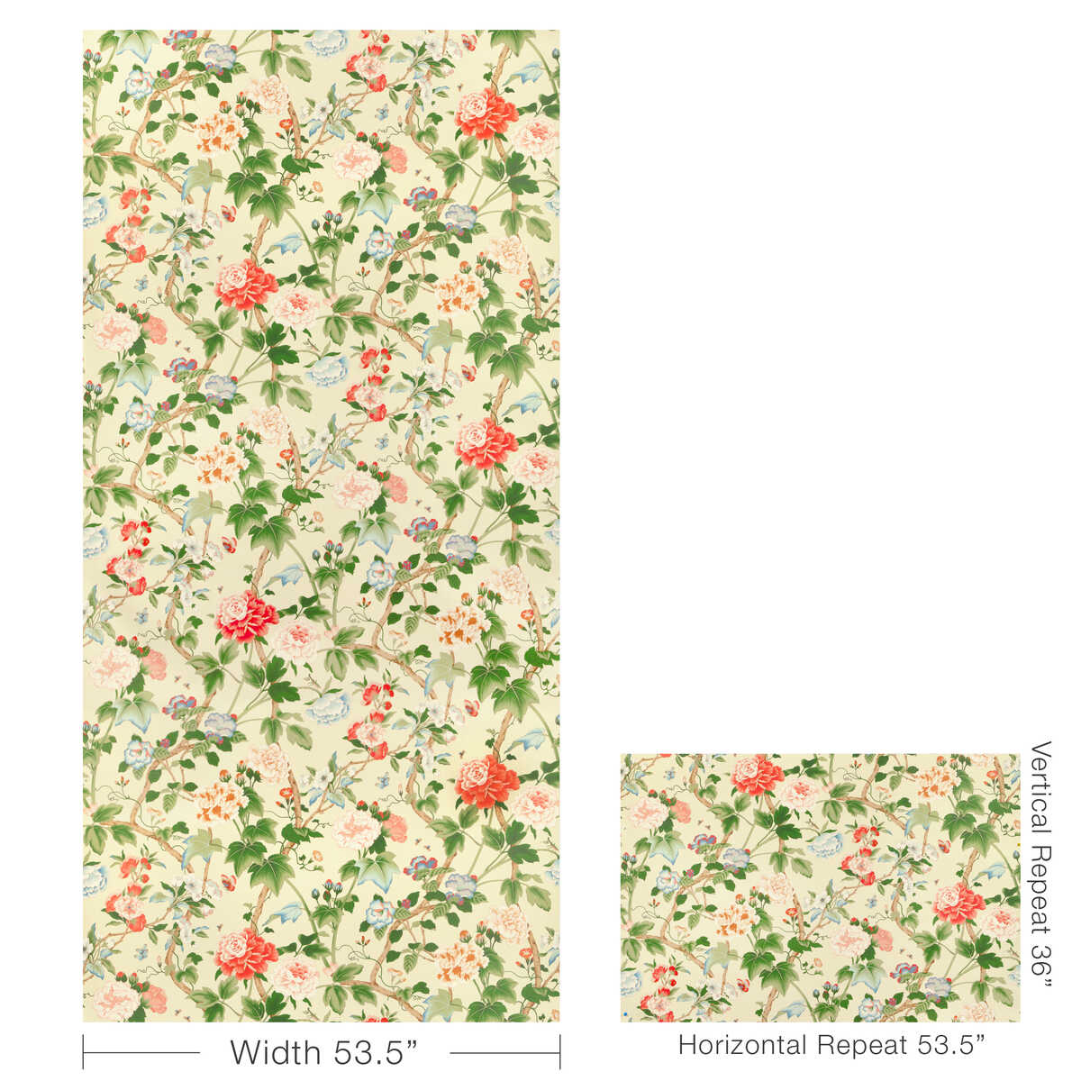 Gardenia Paper - Red/Green - LEE JOFA Wallpaper