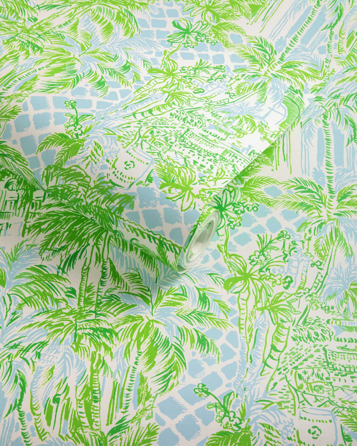 Palm Beach Wp - Blue/Green - LEE JOFA Wallpaper