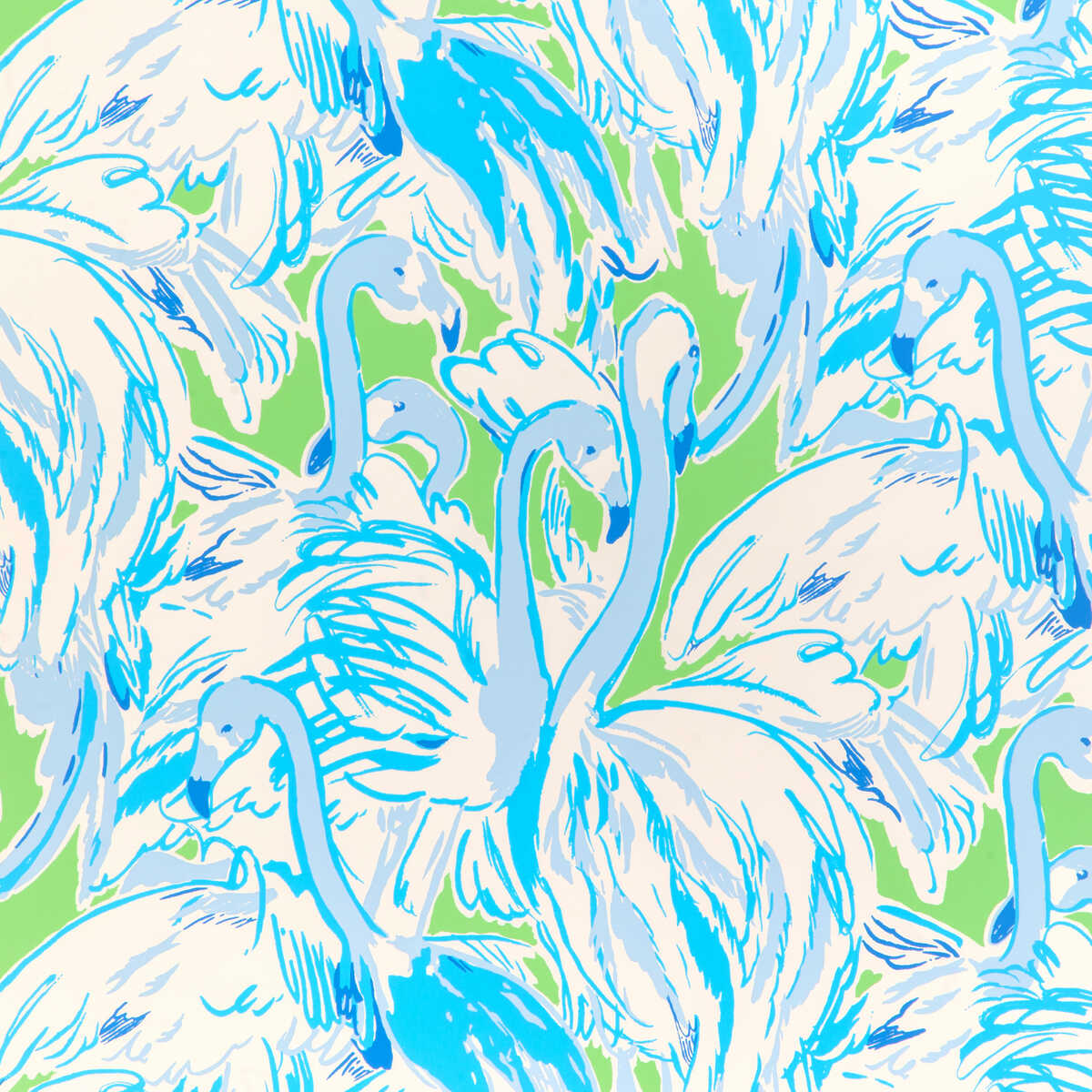 Pink Colony Wp - Green/Blue - LEE JOFA Wallpaper