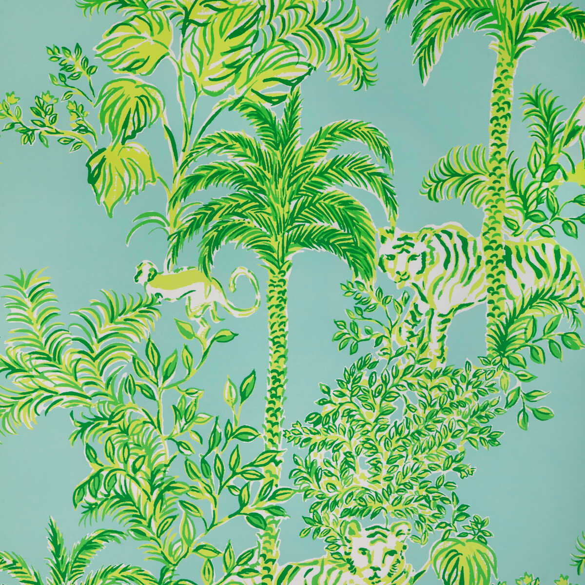 Tiger Queen Wp - Aqua - LEE JOFA Wallpaper
