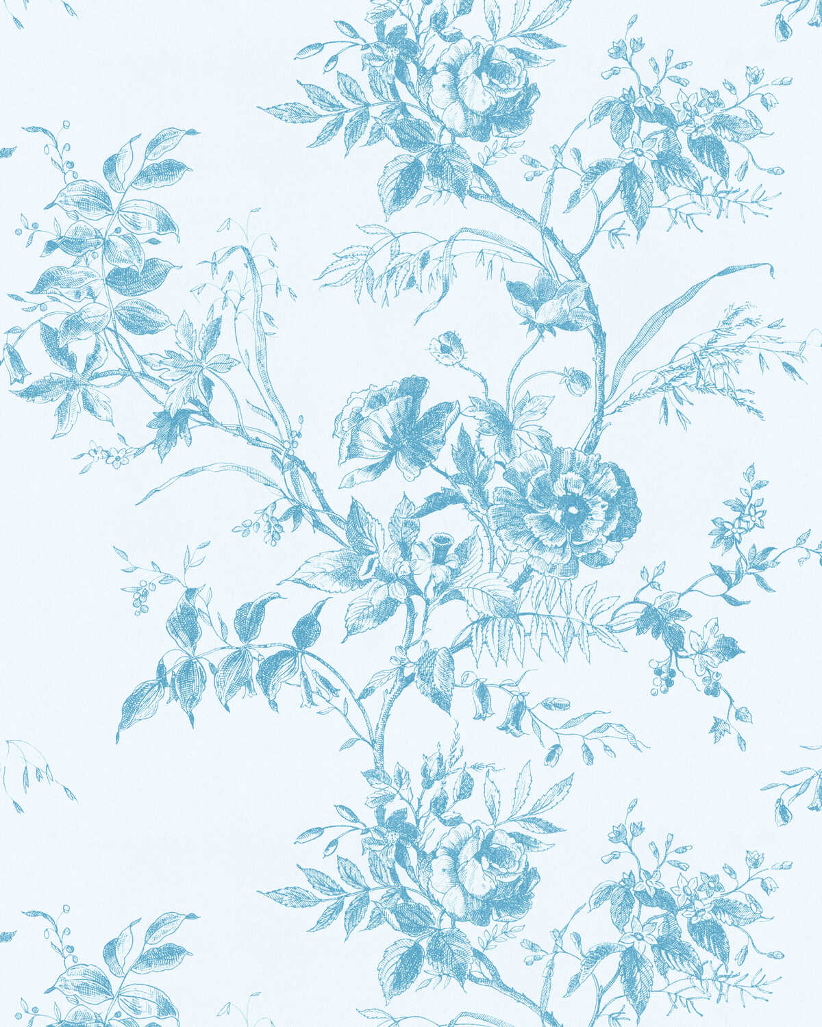 Tea Rose Toile Wp - Blue - LEE JOFA Wallpaper