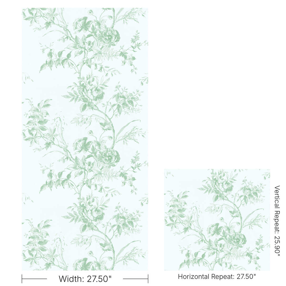 Tea Rose Toile Wp - Leaf - LEE JOFA Wallpaper