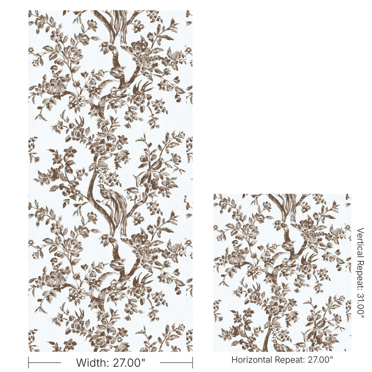 Camellia Toile Wp - Brown - LEE JOFA Wallpaper