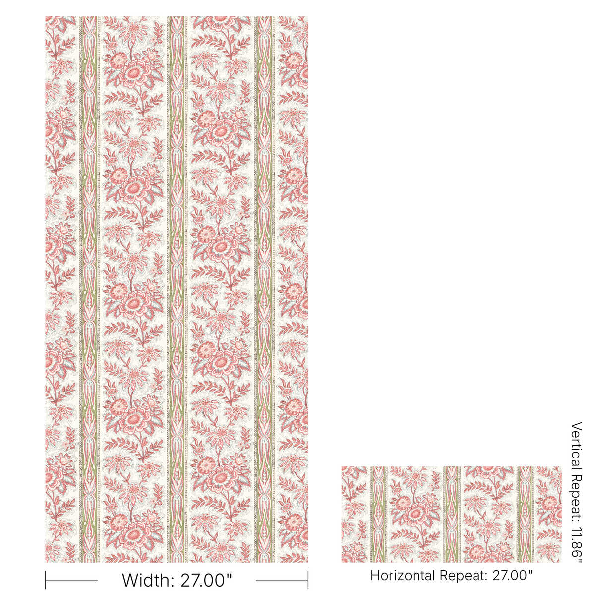 Margaux Paper - Coral - LEE JOFA Wallpaper