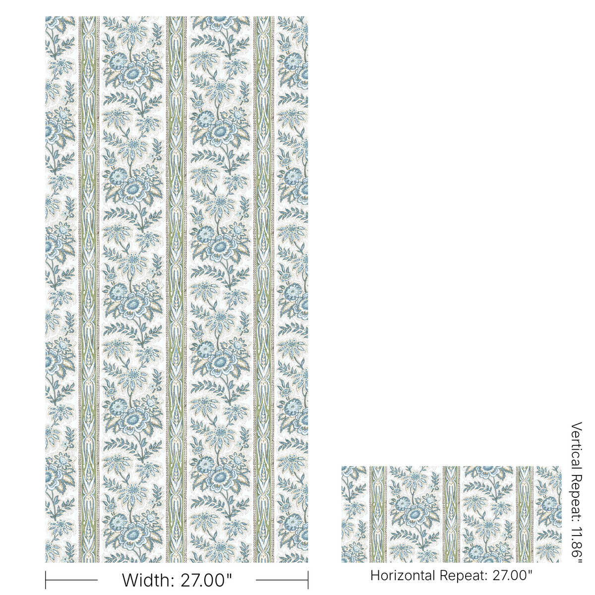 Margaux Paper - Blue - LEE JOFA Wallpaper