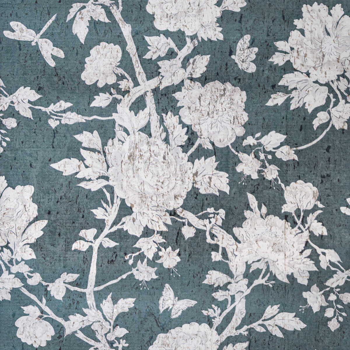 Les Pivoines - Teal - BRUNSCHWIG & FILS Wallpaper