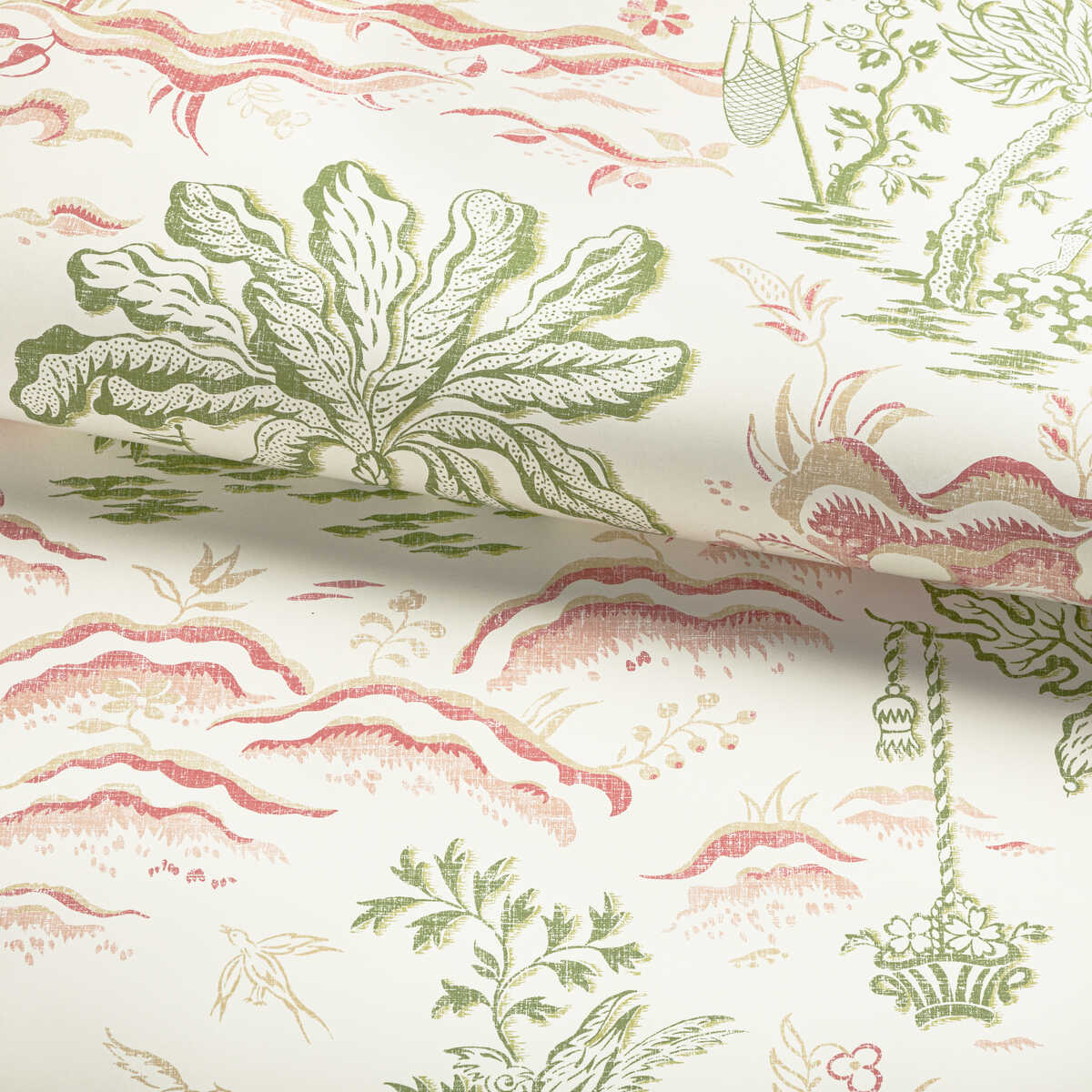 Valensole - Leaf/Rose - BRUNSCHWIG & FILS Wallpaper