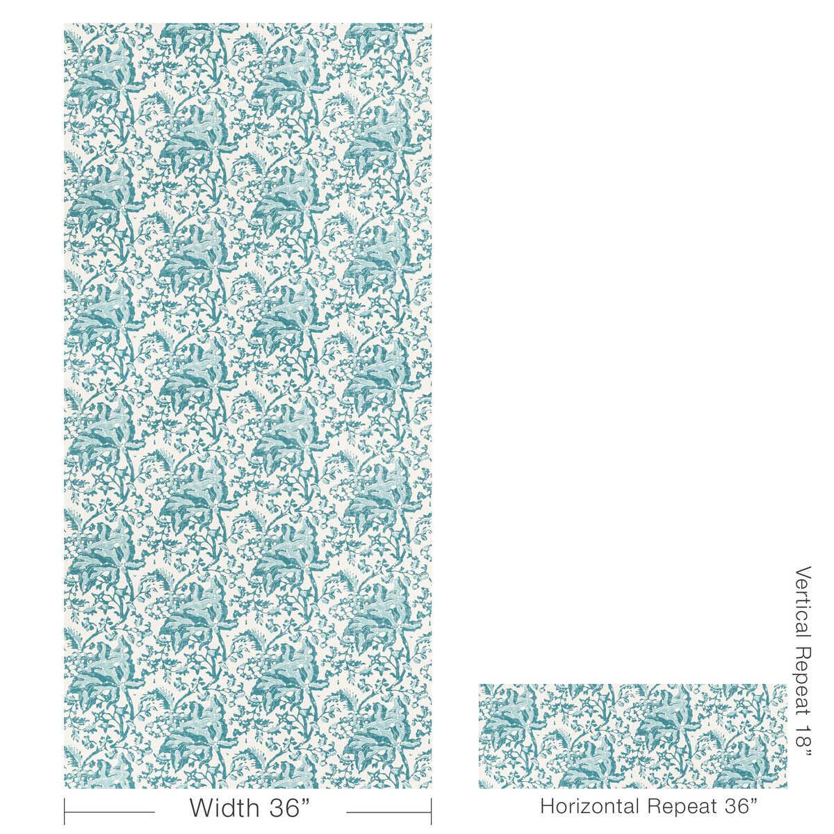 Weymouth - Aqua - BRUNSCHWIG & FILS Wallpaper