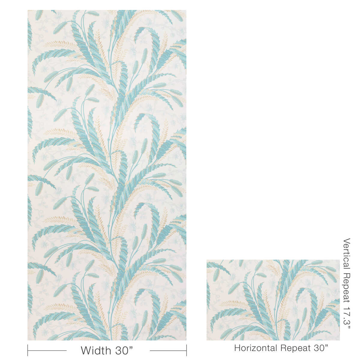 Vernay - Aqua - BRUNSCHWIG & FILS Wallpaper