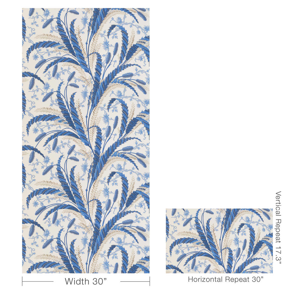 Vernay - Blue - BRUNSCHWIG & FILS Wallpaper