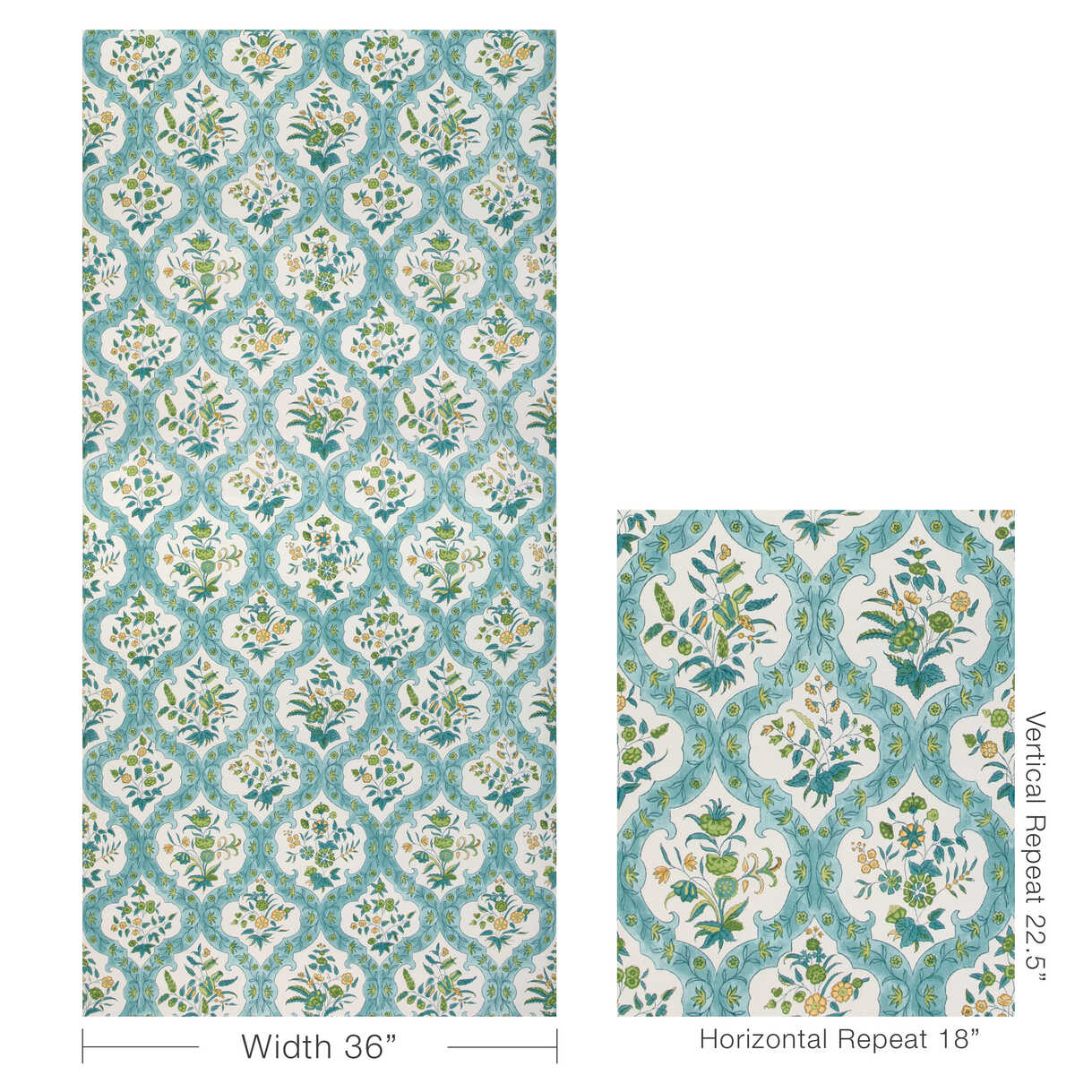 Ventoux - Aqua/Leaf - BRUNSCHWIG & FILS Wallpaper
