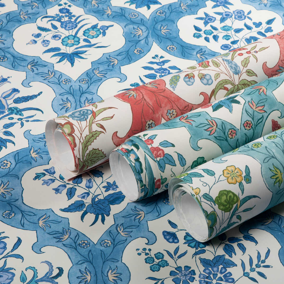 Ventoux - Teal/Rose - BRUNSCHWIG & FILS Wallpaper