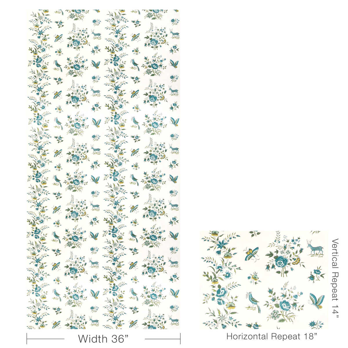 Aurel - Aqua/Leaf - BRUNSCHWIG & FILS Wallpaper