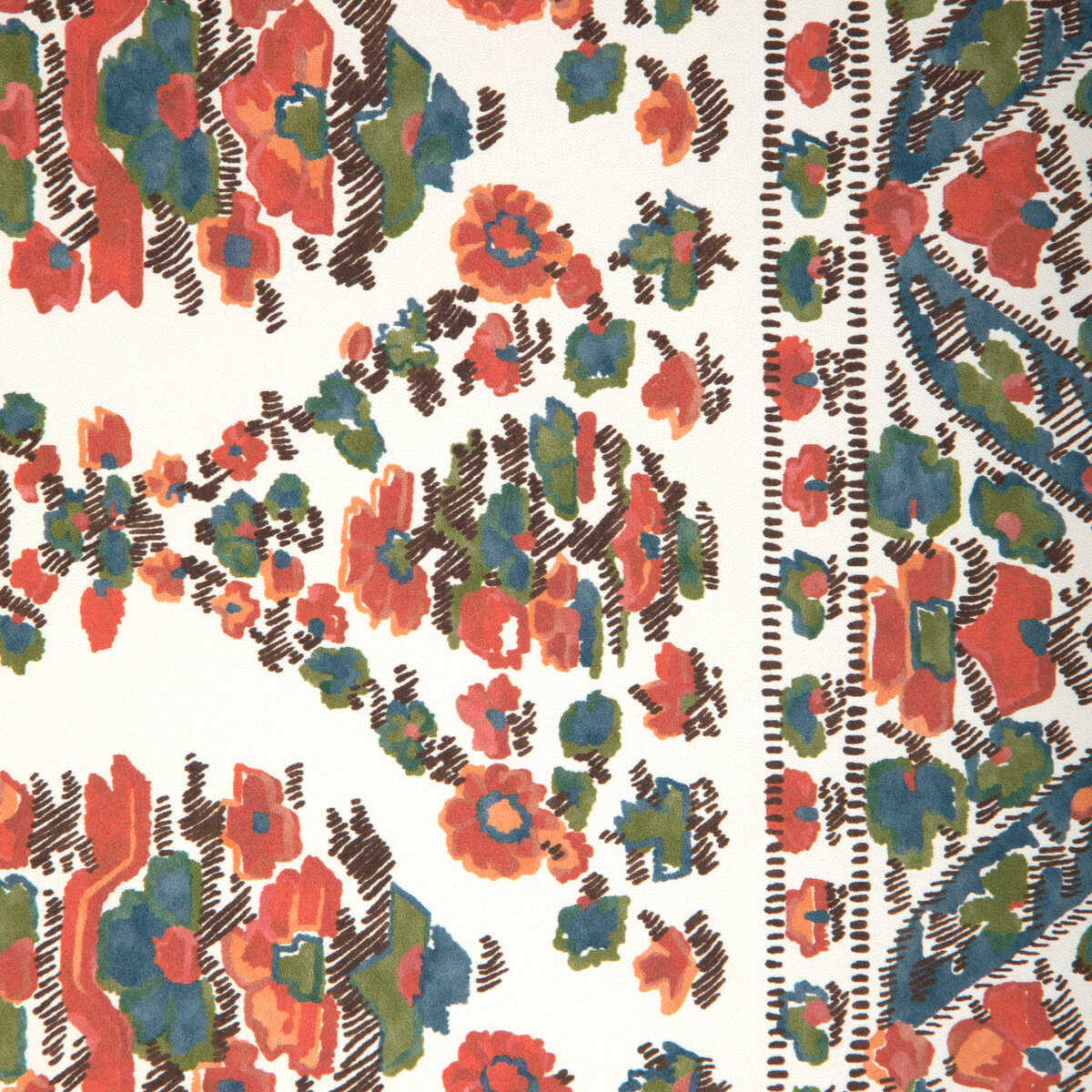 Visan - Sky/Coral - BRUNSCHWIG & FILS Wallpaper